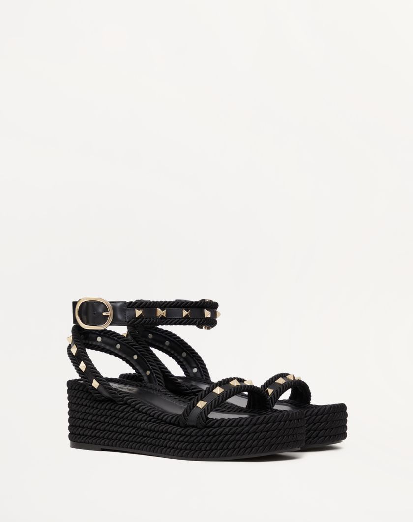 ROCKSTUD FLATFORM SANDAL IN CALFSKIN 45MM - Image 1